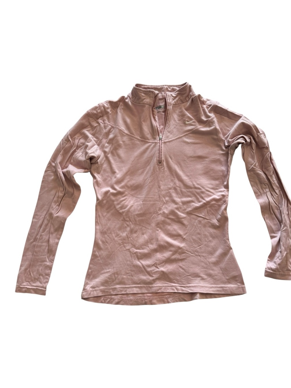 Nike Dri-Fit Running Shirt Pullover Long Sleeve 1/4 Zip- Medium- Light Pink